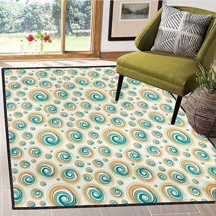 Tapete geométrico con forma de círculo, para la habitación, con cepillo