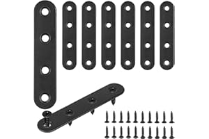 Masendelk 16Pcs Flat Bracket, Stainless Steel Straight Brace, Metal Straight Corner Brace, Black Straight Bracket, Flat Fixing Mending Joining Plate with Screws - 80 x 17 x 2mm