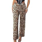 LEOROO Women Long Straight Pants Casual Elastic Waist Sequins Cute Women's Trouser Comfy Bottoms