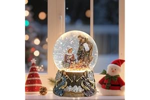 Taman Christmas Snow Globe, Nativity Musical Color Change Lighted Horned Angel Tabletop for Christmas Decorations Home Décor Kids' Gift Without Auto Snow-Blowing