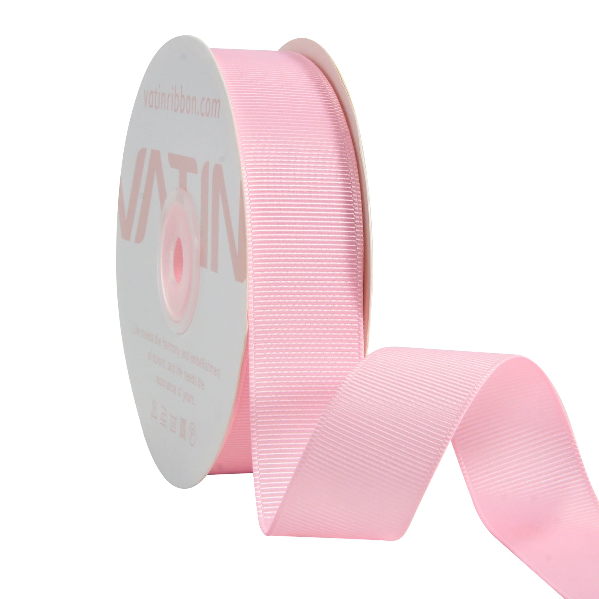 VATIN 25 mm Light Pink Grosgrain Ribbon 23 Metres Perfect for Wedding Decor, Wreath, Baby Shower,Gift Package Wrapping and Other Projects