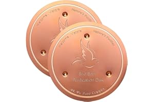 SCUYARI Bird Bath Copper Purification Disk, 0.7mm Reinforced 99.99% Pure Copper Cleaning Disk with Triple-Point Support for Physical Safe Clean Water All-Season Universal Fit for Outdoor Birdbaths Bowl 2 Pcs