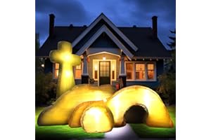 VIHOSE 5 Ft Easter Inflatable Outdoor Decorations Empty Tomb Cross Blow Up Decor Jesus Tomb Inflatables with LED Lights Easter Religious Decorations for Lawn Indoor Outdoor Garden Decor