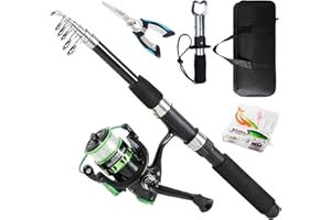 Tripquips Fishing Rod, 6.9ft Telescopic Fishing Rod and Reel Combo with Fishing Pliers Lip Gripper Fishing Equipment, 5.2:1 P