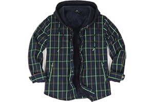 ZENTHACE Men's Sherpa Lined Flannel Shirt Jacket,Snap Button Down Winter Plaid Shacket with Hood