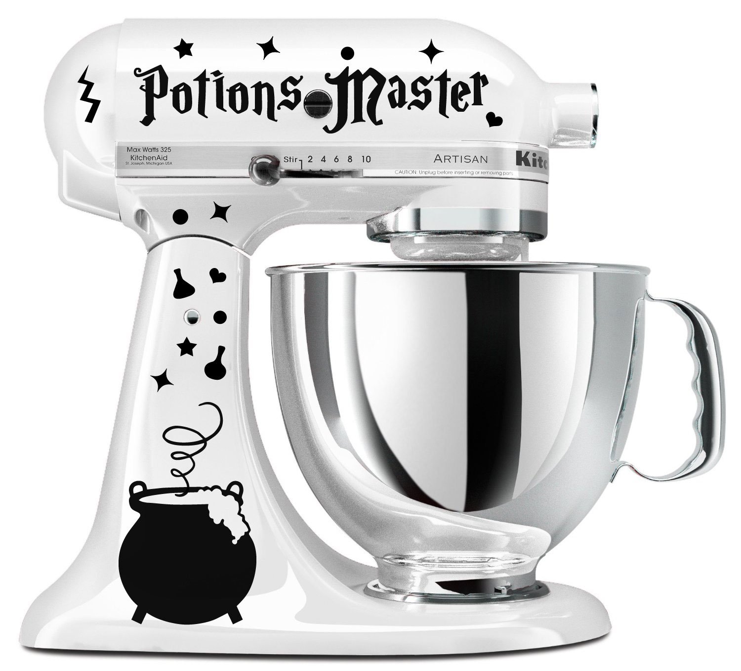 Potions Master Wizard Cauldron Black Vinyl Decal Set For Stand Mixer (Mixer Not Included)