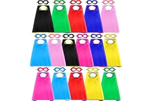 Super Hero Capes and Masks for Kids Bulk - Boys Girls Superhero Dress Up Party Supplies-16 Pack(32 PCS)