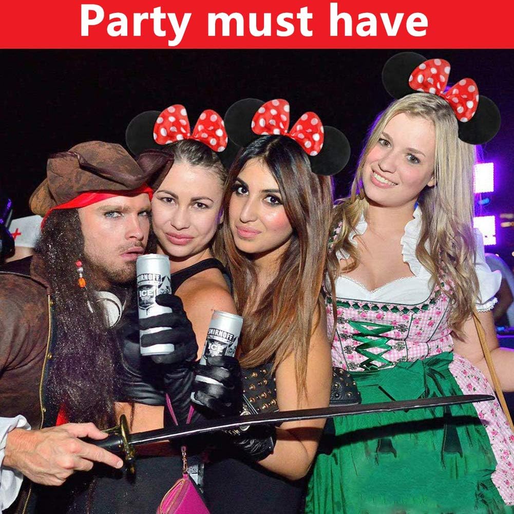 Bestzy 4 Pieza Mickey Minnie Diademas Orejas Minnie Mouse Con Lazo De Saten Rojo Orejas Mickey Mouse Para Cumpleanos Fiestas Halloween Juguetes Y Juegos Joyeria Y Maquillaje Futakuchi Hakata Com