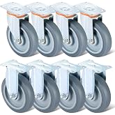 AMGSH 8 Pack 5 Inch Caster Replacement Wheel Kit | Includes 4 Swivel &amp; 4 Rigid 5" TPR Caster Wheels, Heavy Duty TPR Rubber Cart Casters, Caster Wheels for Furniture &amp; Cart