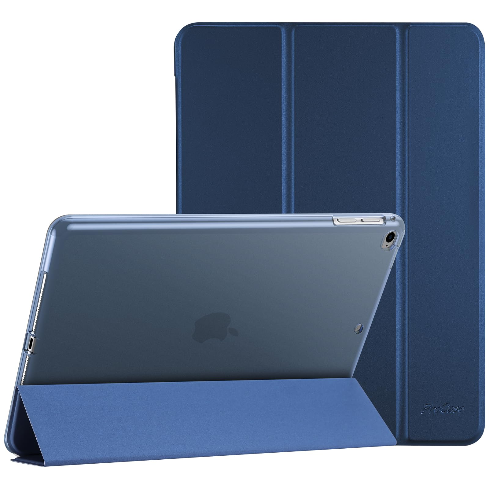 ProCase Smart Case for iPad 9.7/iPad 6th/5th Gen, iPad Air 2/iPad Air 1(Model: A1893 A1954 A1822 A1823 A1566 A1567 A1474 A1475 A1476) Slim Soft TPU Cover Folio Case with Translucent Back -Darkblue