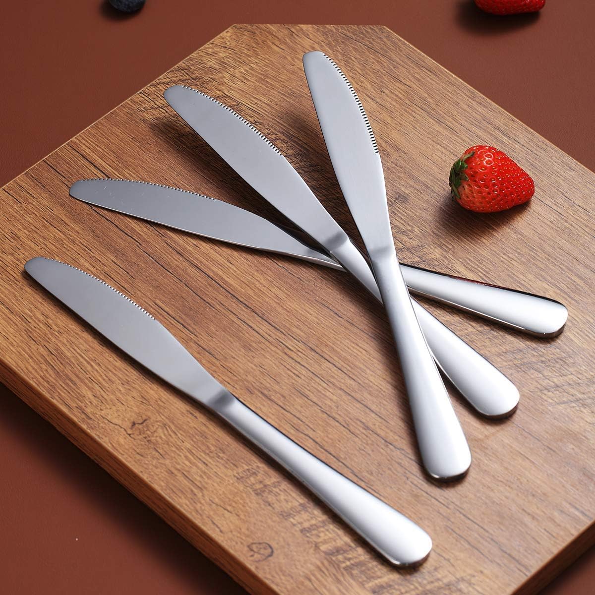 Dinner Knives Set Of 6, Berglander Stainless Steel Shiny Mirror Dinner Knife, Butter Knife Spreader Table Knives Sturdy And Dishwasher Safe: Kitchen & Dining