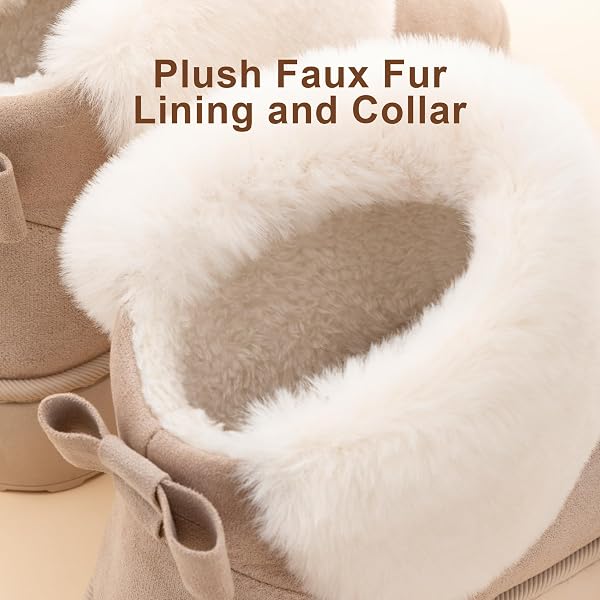 ROCKDOVE WOMEN’S COZEVA MICROSUEDE PLATFORM SLIPPERS FAUX FUR BOOTIE WARM MEMORY FOAM INDOOR OUTDOOR NON SLIP THICK SOLE, SIZE 8 US WOMEN, SAND