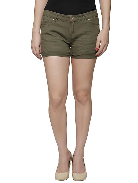 dark green denim shorts