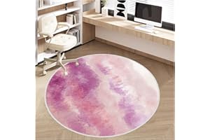 LIAZY ESUOH Office Chair Mat for Hardwood Floor, 4ft/48in Round Chair Rugs Floor Protectors, Desk Chair Mat for Rolling Chair, Anti-Slip Computer Chair Mat, Carpet Mats for Home Office(Pink)
