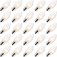 25 Pack C9 Bulbs Incandescent Light Bulbs, Christmas C9 Replacement Bulbs for Christmas String Light, E17 Intermediate Base, 