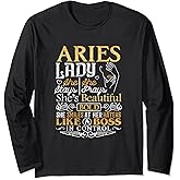 Aries Lady Shirt Astrology Zodiac Sign Aries Woman Girl Long Sleeve T-Shirt