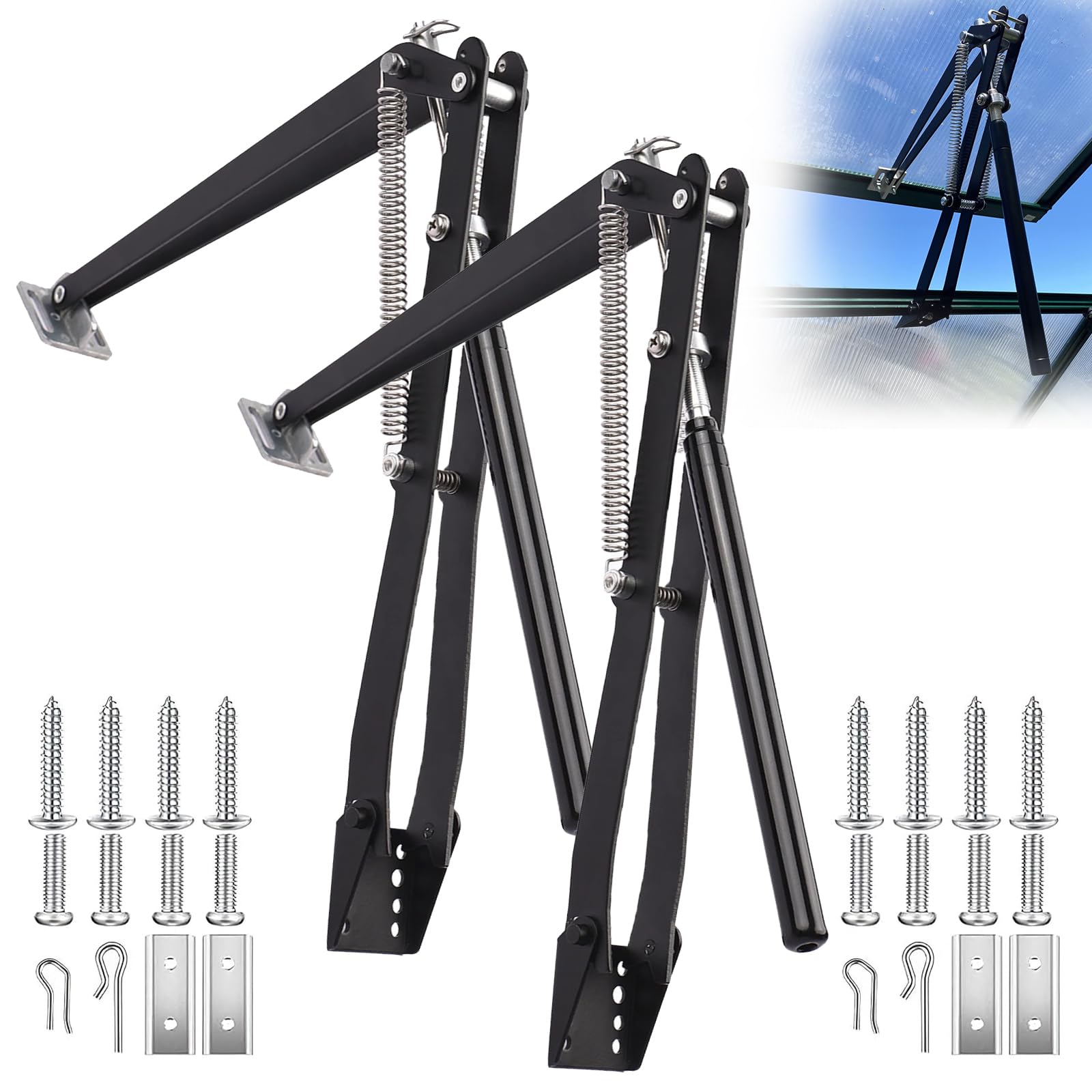Photo 1 of 2X Auto Vent Opener Solar Automatic Window Opener for Greenhouse Heat Sensitive Roof Vent Opener Auto Vent Kit Gardening Tools Greenhouse Accessories Hothouse Roof Vent Kit (Dual Spring Up to 30lbs)
