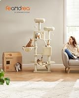 Feandrea Cat Tree 168 cm Large Tower with 13 Scratching Posts Beige PCT165M01V1 view 2