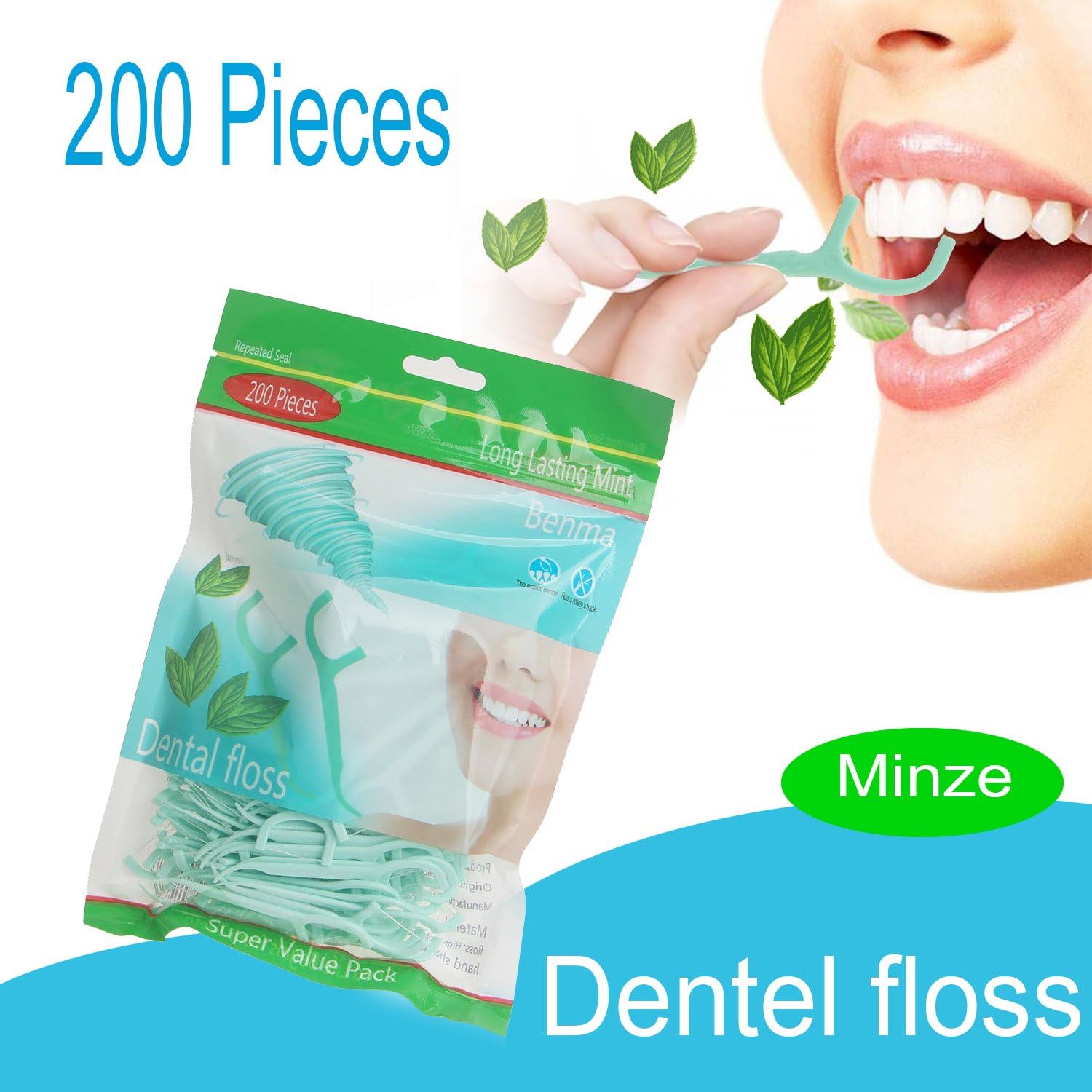 Amazon.de Zahnseide, 200 Stück Cool Mint Zahnpflege Interdental