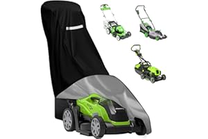HCFGS Lawn Mower Cover,Heavy Duty 420D Polyester Oxford Push Mower Cover,Waterproof,UV Protection Universal Fit Push Lawn Mower with Drawstring & Cover Storage Bag,Lawnmower Covers for Outdoor Waterproof