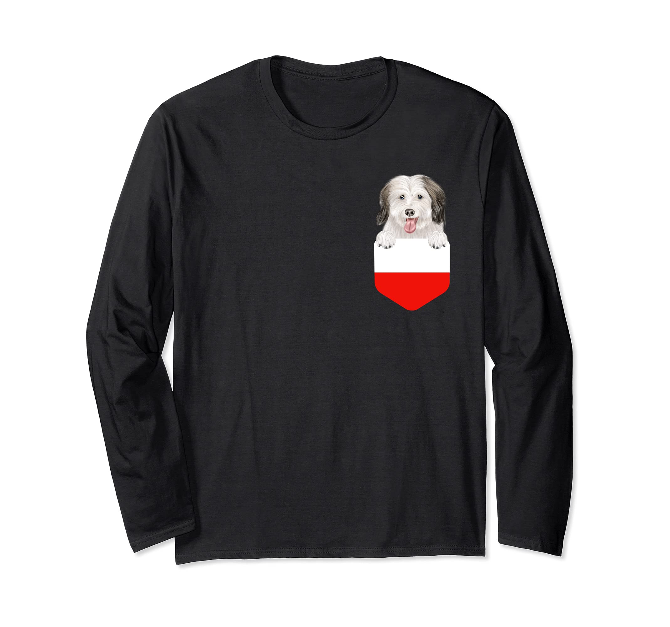 Poland Flag Coton de Tulear Dog In Pocket Long Sleeve T-Shirt