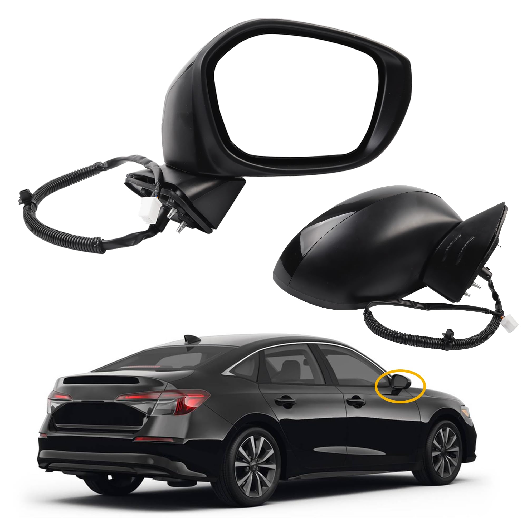 A-Premium White Power Side Mirror (Passenger Side) For Honda Civic 2016-2021 - 3-Pin