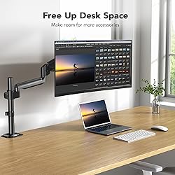 HUANUO Single Monitor Arm, Tall Computer Monitor