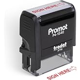 Promot Sign Here - Self Inking Rubber Stamp - Ink Stamps | Organizes Document Workflow, Improves Office Efficiency, Crisp And Consistent Impressions, Refillable Design