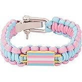 Desert Cactus Transgender Flag Paracord Bracelet - Adjustable Size (Paracord)