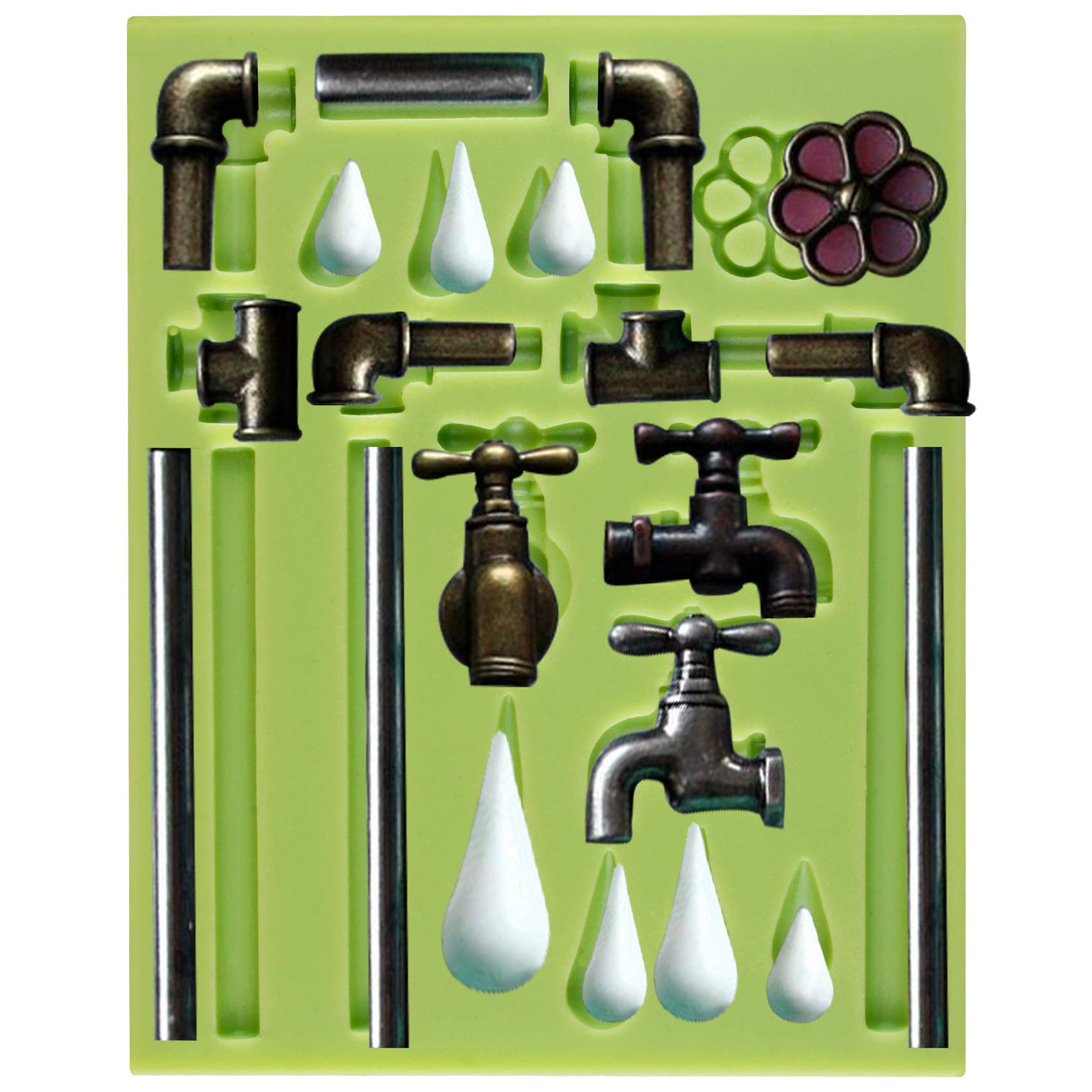 Musykrafties Steampunk Style Plumbing Pipe and Faucet Fondant Silicone Mould Cake Decoration, Clay Crafting