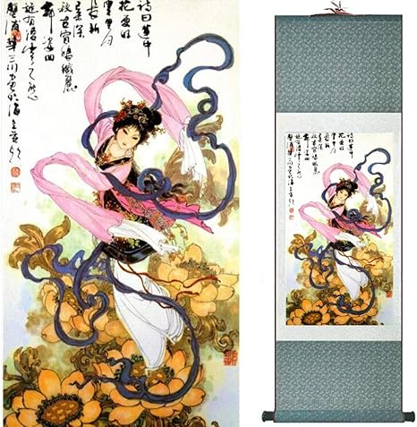 Amazon 可愛い女の子の絵中国の芸術絵画ホームオフィスの装飾中国の絵画芸術フィギュア絵画 キャンバス キャンバス用品 通販