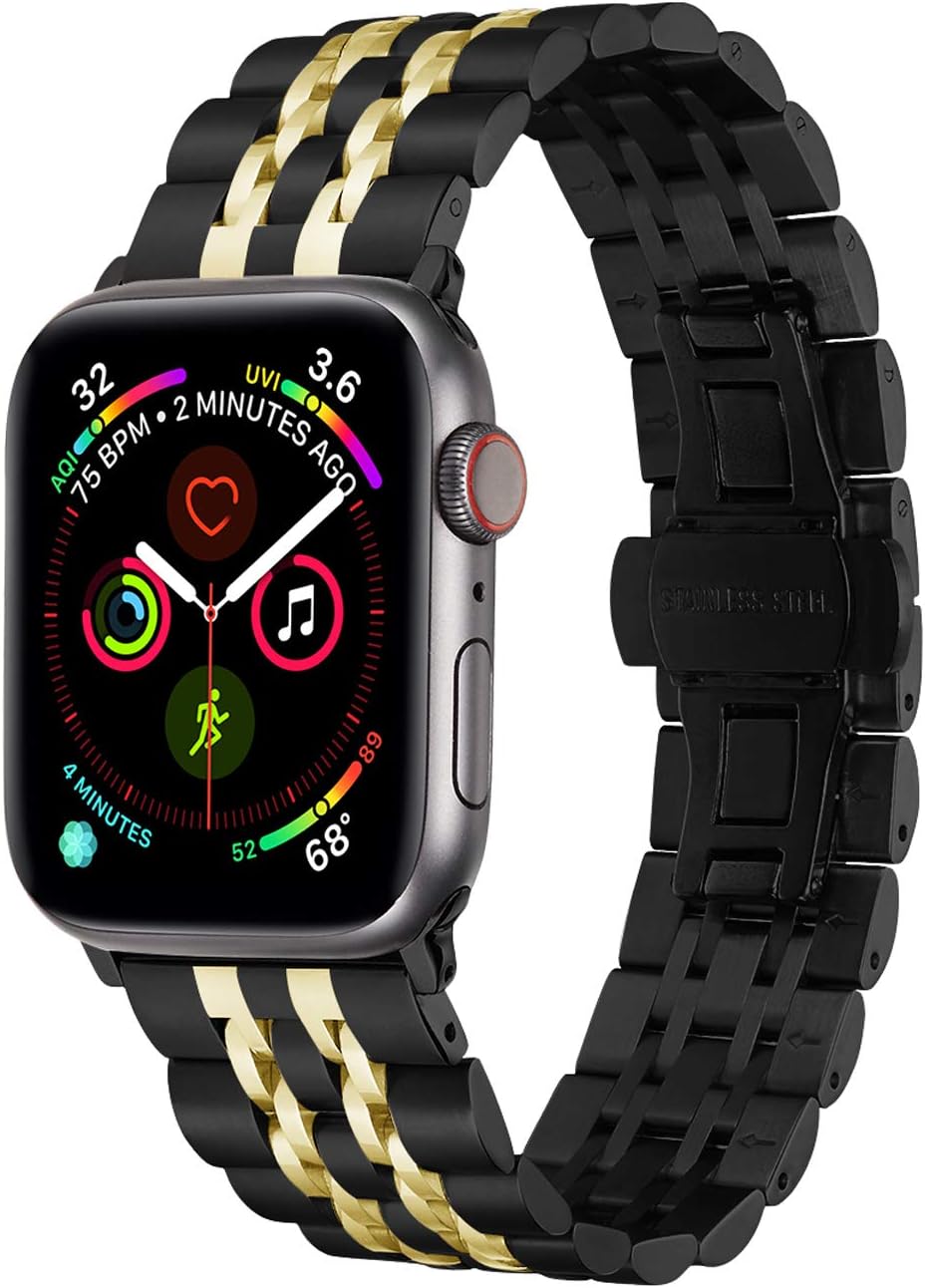 Shangpule Compatible for Apple Watch Band 38mm 42mm 40mm 44mm, Stainless Steel Metal Replacement Wrist Strap Compatible for Iwatch Series 6, Series 5, Series 4, Series 3, Series 2, Series 1