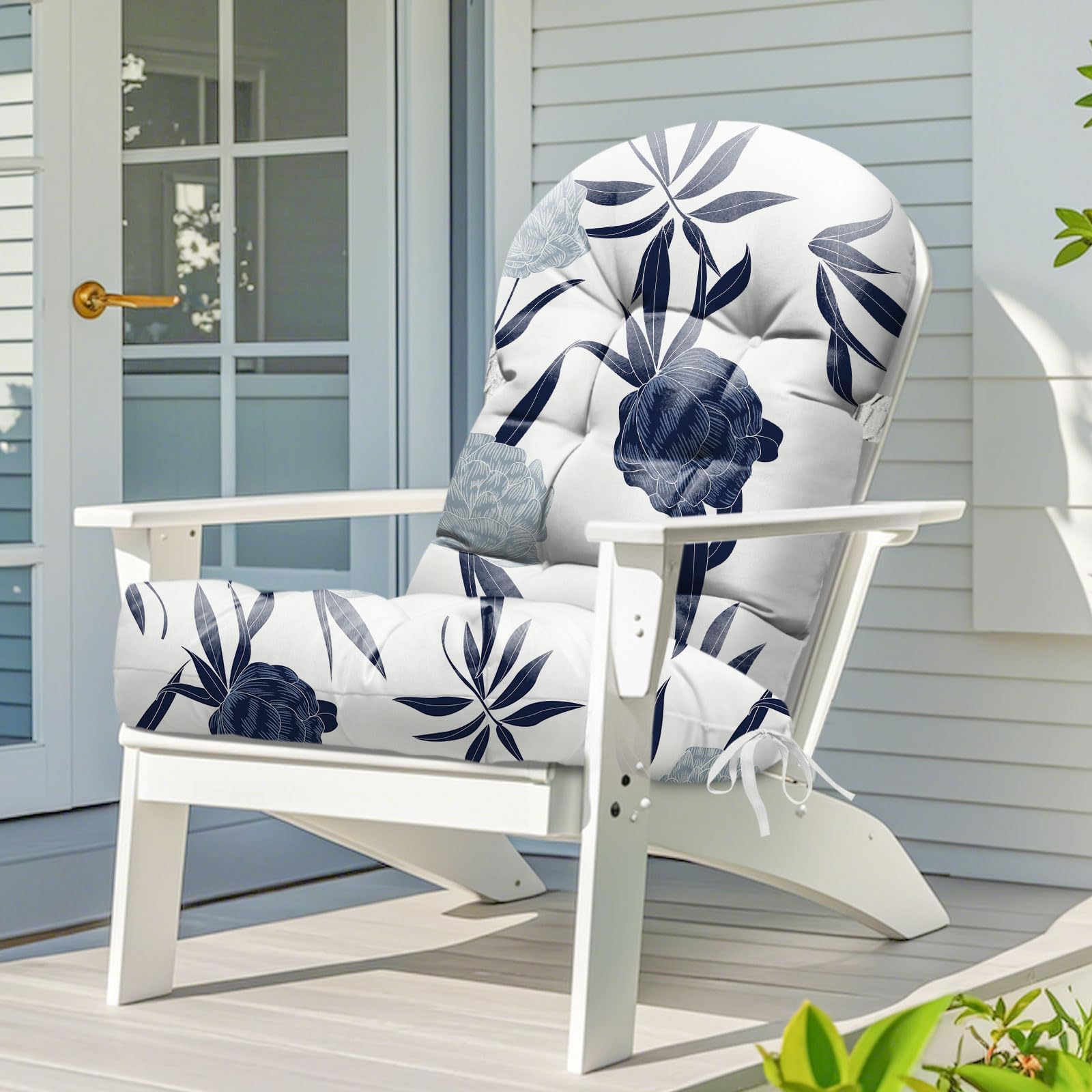 Photo 1 of Uthem Adirondack Chair Cushion Waterproof Indoor Outdoor Rocking Chair Cushion 44 Inches Patio High Back Chair Cushions Thickened Adirondack Rocking Chair Cushions with Ties, Blue Enchantress