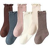 Apone Fatu Baby Girls Socks,Toddlers Ruffle Sock,Girl's Knee-High Stockings, Kids Cozy Warm Solid Color Long Socks