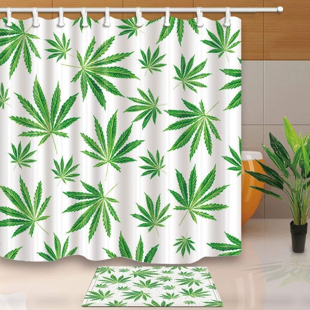 Amazon Com Cdhbh Floral Leaves Decor Watercolor Green Cannabis