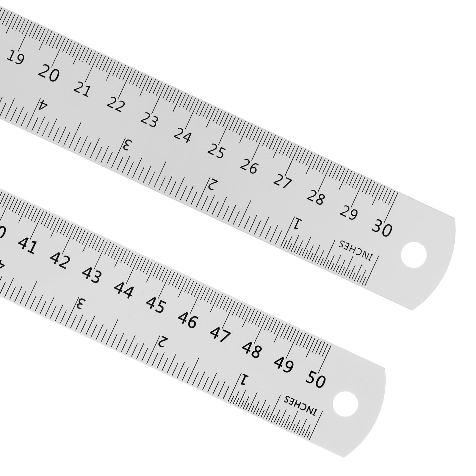 Kozelo 2Pcs Metric English Ruler - [30cm 12 Inch,50cm 20 Inch] Aluminum Measuring Metal Straight Ruler WIth Conversion Table for Office Manual Classroom Use, 28mm wide