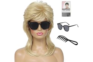 Auguyist Mullet Wigs for Women,Joe Dirt,Emo Wig,80s 90s Costumes Fancy Party Accessory Cosplay Wig,Halloween Man x (Light Blonde)