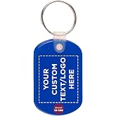 DISCOUNT PROMOS Tag Soft Plastic Keychains - 10/50/100 pack - Customizable Text, Logo - Small Key Tag Chain For Staying Organized - Rubber Key Ring Keychain &ndash; Blue