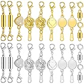 ROADPLUM 6 Styles 20 Pcs Magnetic Necklace Clasps, Extra Strong Magnets Jewelry Clasp, Magnetic Necklace Extender for Jewelry Connector Making, Easy to Use and Work Well for All Necklaces Bracelets