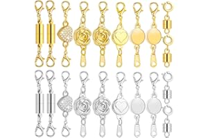 ROADPLUM 6 Styles 20 Pcs Magnetic Necklace Clasps, Extra Strong Magnets Jewelry Clasp, Magnetic Necklace Extender for Jewelry Connector Making, Easy to Use and Work Well for All Necklaces Bracelets