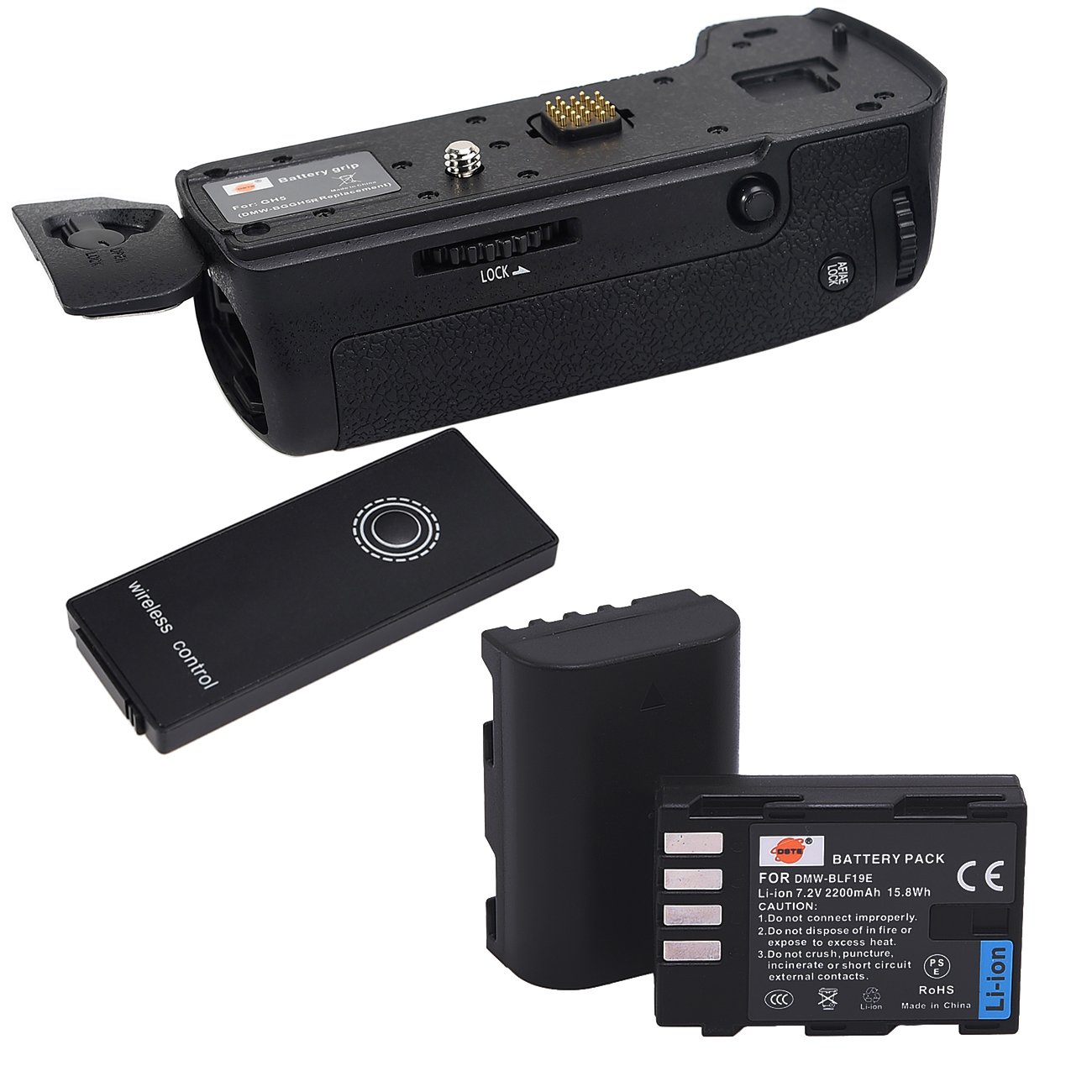 DSTE IR Remote Vertical Battery Grip Holder DMW-BGGH5 Compatible with LUMIX GH5 Digital Camera + 2x DMW-BLF19