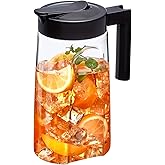 Amazing Abby - Slim Mini - Tritan Pitcher (48 oz), Unbreakable Plastic Water Pitcher with Lid, BPA-Free, Heat-Resistant, Dishwasher-Safe, Great for Iced and Hot Drinks, Indoors and Outdoors, Black