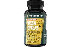 Freshfield Vegan Omega 3, Algae (Algal) Oil, Fish Oil Free Company, Third Party Tested, Carrageenan Free, DHA Supplement w/DP