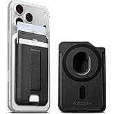 Spigen MagSafe Wallet Sleekband (MagFit) Designed for MagSafe & Pixelsnap Compatible with iPhone 17/16/15/14/13/12 Galaxy S25/24 & Pixel 10 Series Magnetic Card Holder Elastic Grip - Dark Black