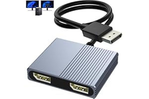 AIBILANGOSE Display Port Splitter for Dual Monitors, 4K@120Hz DisplayPort to Dual DisplayPort Adapter, Displayport MST Hub, Monitor Splitter, Dual Monitor Adapter for Laptop, Desktop, Graphics Card and More