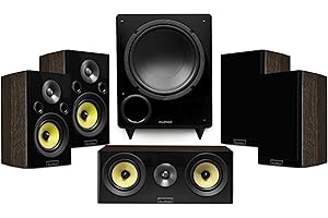 Fluance Signature HiFi Compact Surround Sound Home Theater 5.1 Channel Speaker System Including 2-Way Bookshelf, Center Chann
