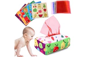 YOGINGO Baby Toys 6 to 12 Months - Tissue Box Toy Montessori for Babies 6-12 Months, Soft Stuffed High Contrast Crinkle Infant Sensory Toys, Boys&Girls Kids Early Learning Gifts