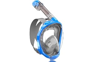 QingSong Full Face Snorkel Mask for Adults, Snorkeling Gear with Camera Mount, 180 Degree Panoramic View Snorkel Set Anti-Fog Anti-Leak