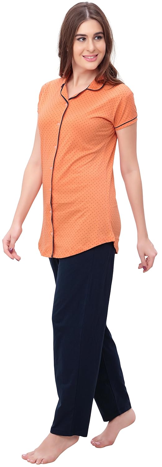 sweetnight women's cotton printed half sleeve nightwear