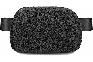YOSHUYUKI Mini Everywhere Belt Bag Fleece Sherpa Small Size Crossbody Purse Bags for Women Trendy Fashion Waist Pouch Fanny Pack Cross Body Chest Bag | Side Bum Hip Bag | Designer Lulu Dupes Black